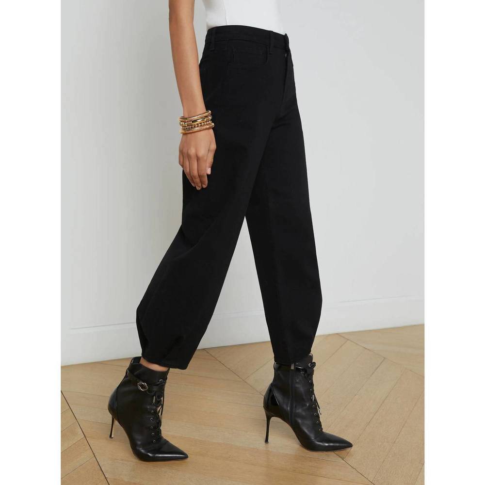 NEW L'AGENCE krista tapered jean in saturated black - Picture 2 of 3